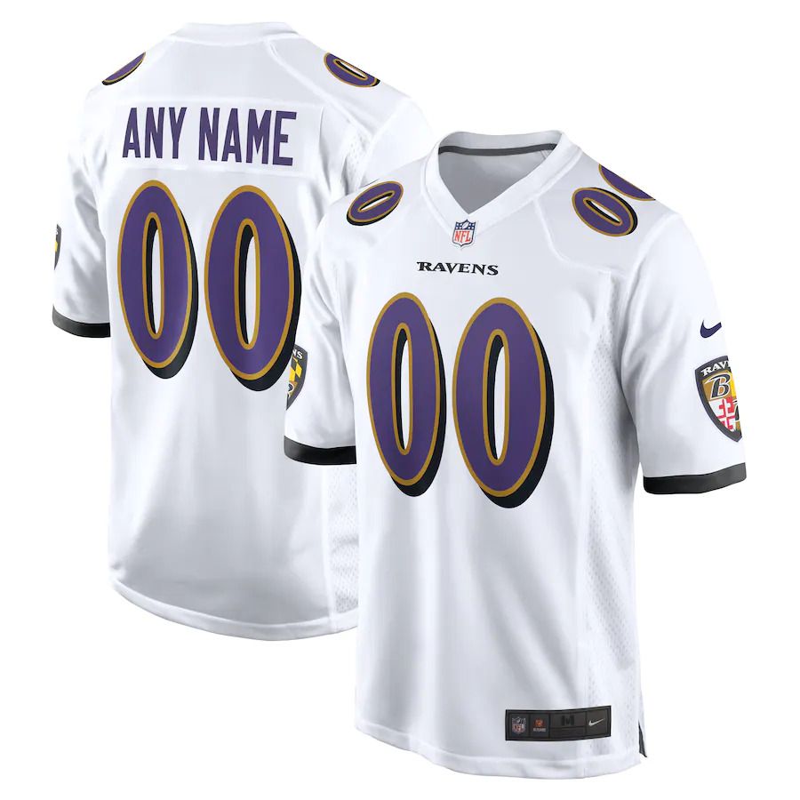 Men Baltimore Ravens Nike White Custom Game NFL Jersey